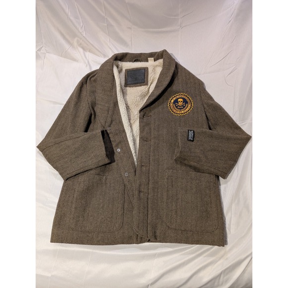 Levi Strauss Mens M Jasper Sherpa Lined Herringbone Blazer Spirit Club Patch